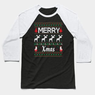 Merry XMAS Ugly Christmas Sweater Graphic Baseball T-Shirt